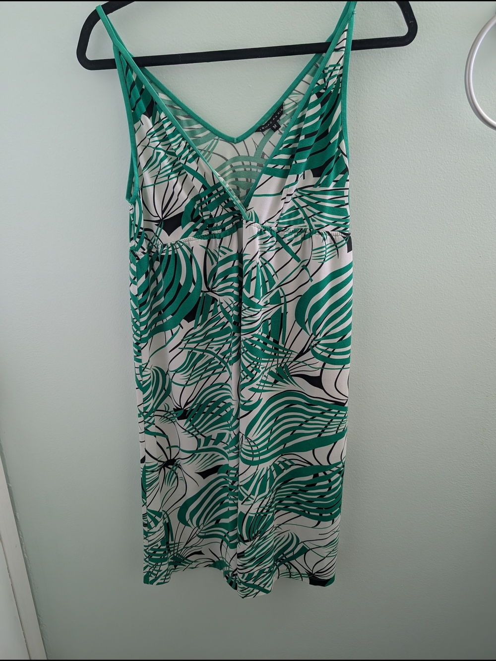 Tempo Paris Green and White Printed Midi Dress